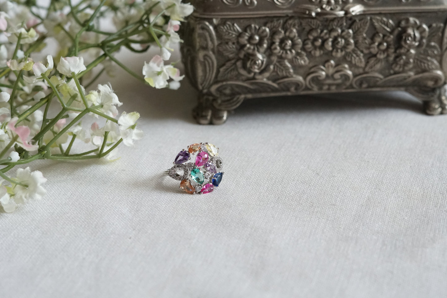 Multi Stone Ad Ring (Size No.7 )(6-374)(P)