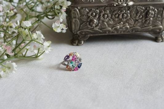 Multi Stone Ad Ring (Size No.7 )(6-374)(P)