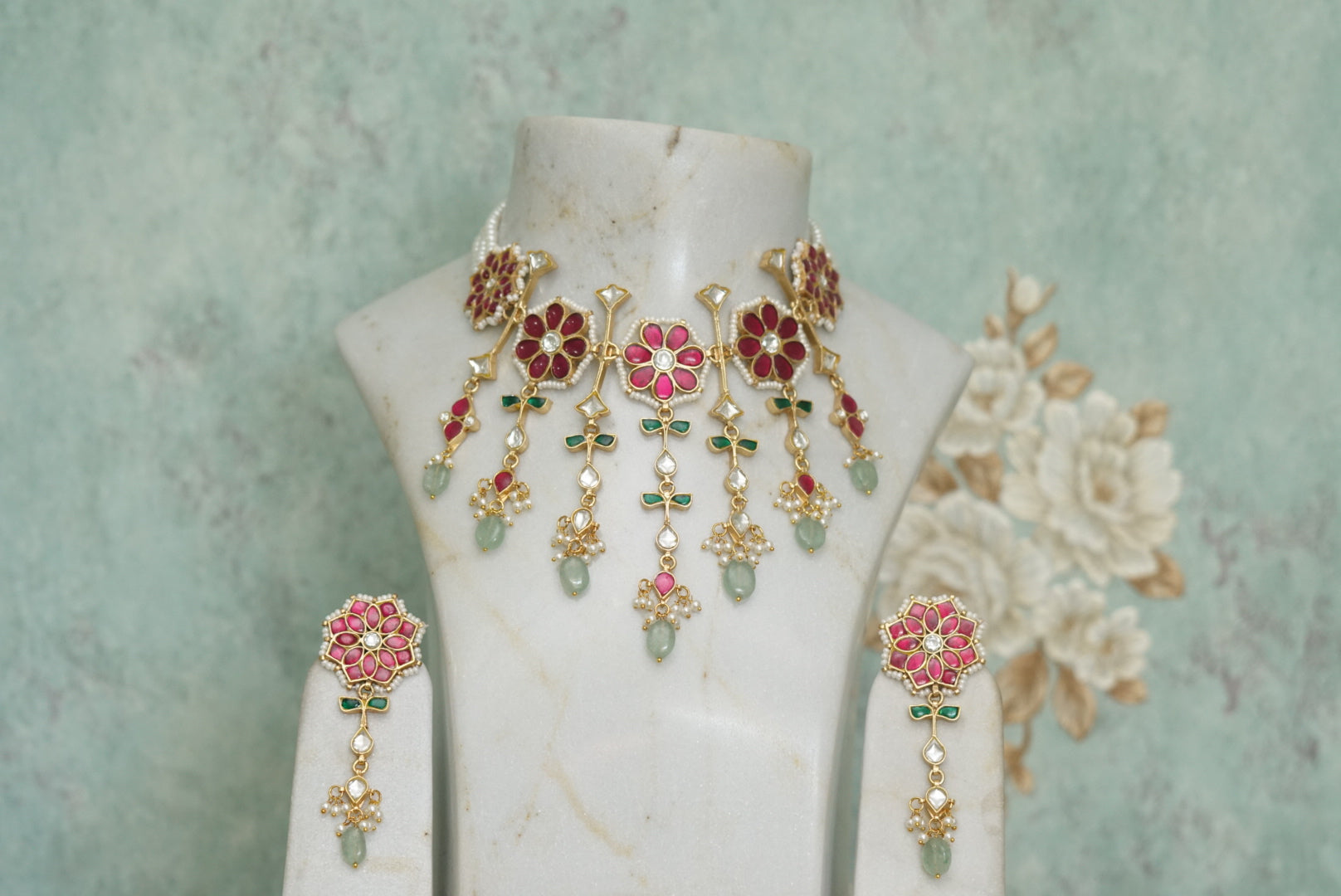 Kundan Antique necklace set (4-5523)(R)(PREORDER) - JEWELSTYLE