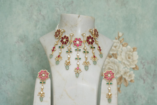Kundan Antique necklace set (4-5523)(R)(PREORDER) - JEWELSTYLE