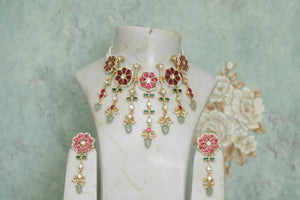 Kundan Antique necklace set (4-5523)(R)(PREORDER)