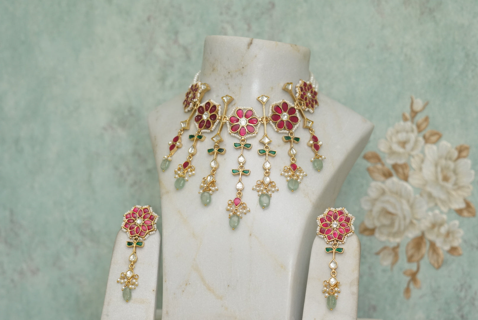 Kundan Antique necklace set (4-5523)(R)(PREORDER) - JEWELSTYLE