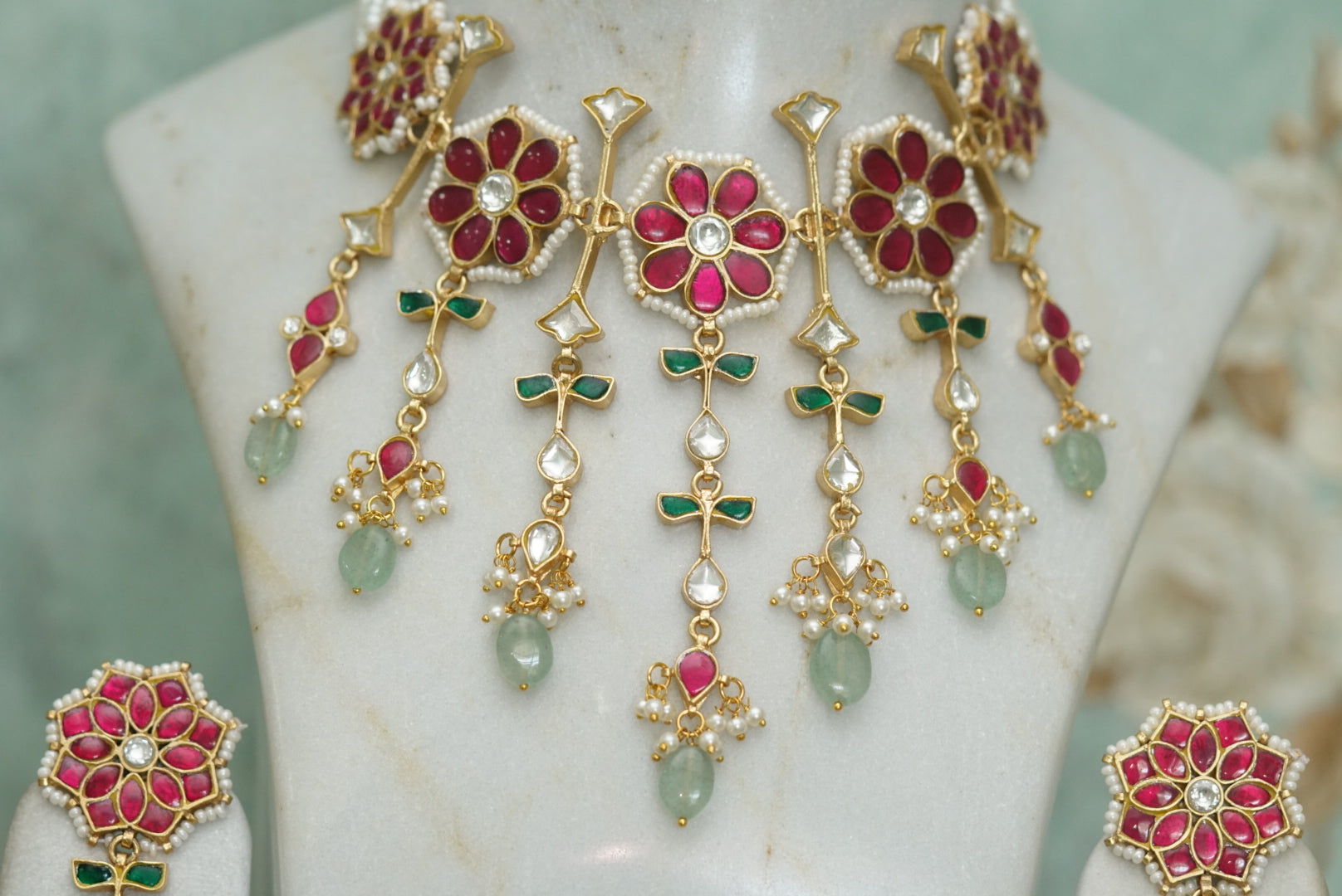 Kundan Antique necklace set (4-5523)(R)(PREORDER) - JEWELSTYLE