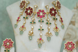 Kundan Antique necklace set (4-5523)(R)(PREORDER)