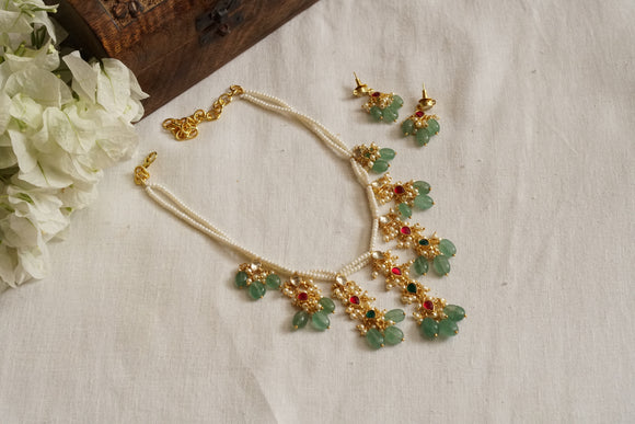Kundan Beads Necklace set (4-8107)(N)