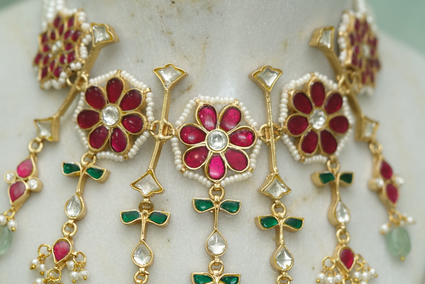 Kundan Antique necklace set (4-5523)(R)(PREORDER) - JEWELSTYLE