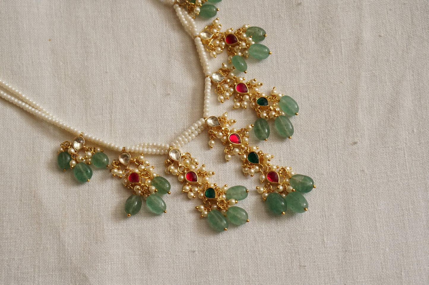 Kundan Beads Necklace set (4-8107)(N)