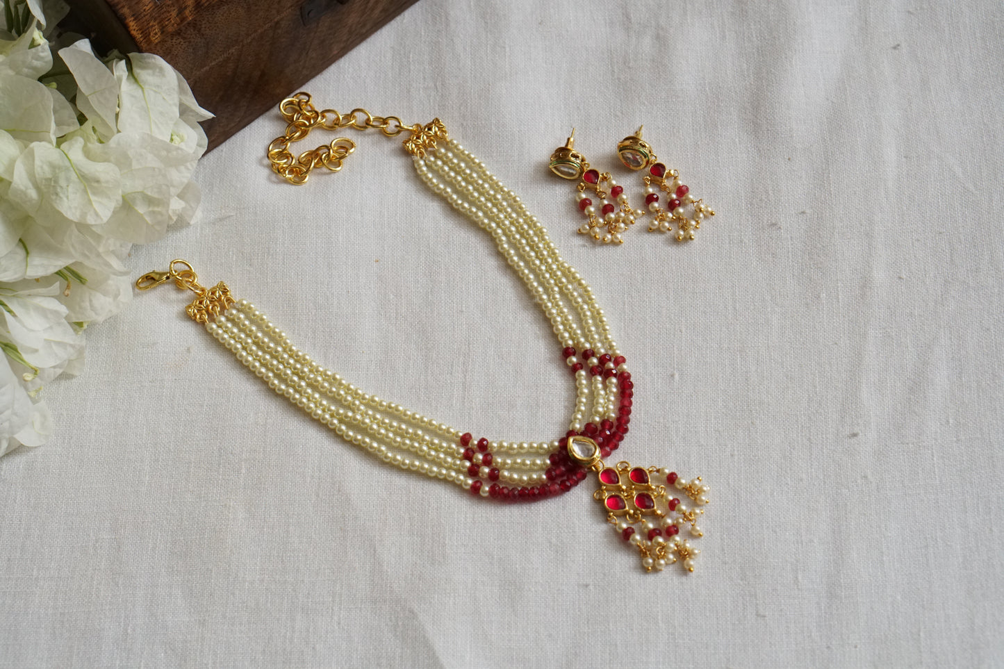 Kundan Beads Necklace set (4-8108)(N)