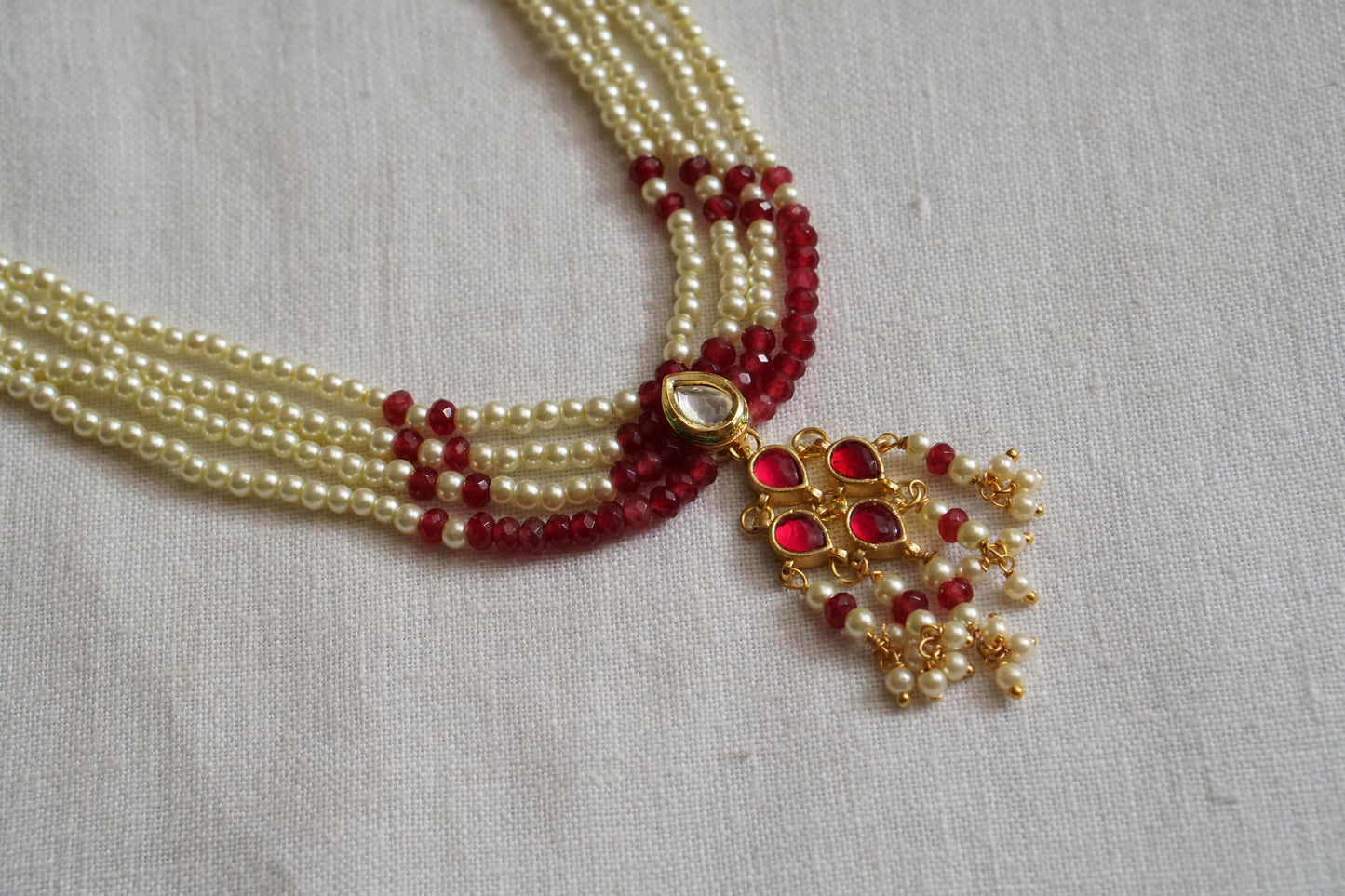 Kundan Beads Necklace set (4-8108)(N)