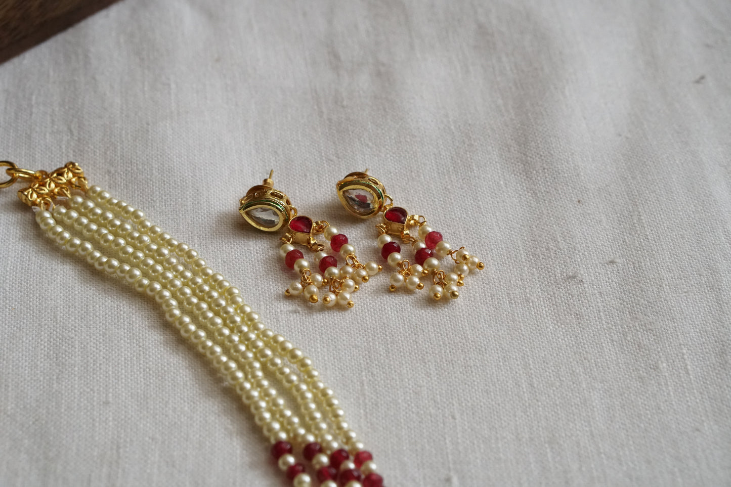 Kundan Beads Necklace set (4-8108)(N)