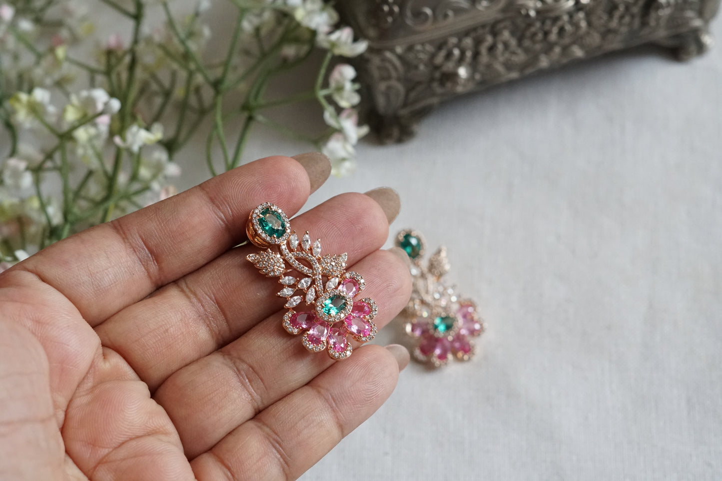 Multi Stone Ad Earrings (1-5340)(P)