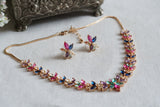 Multi Stone Ad Necklace Set (4-9348)(P)