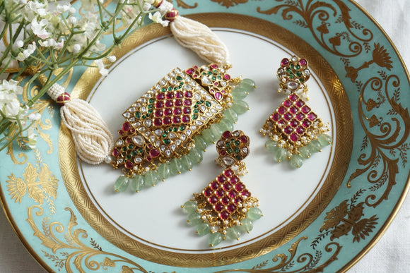 Polki Necklace Set (4-8301)(B)
