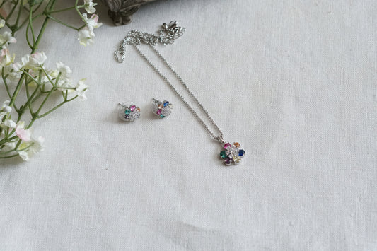 Multi Stone Ad Pendant Set (4-9349)(P)