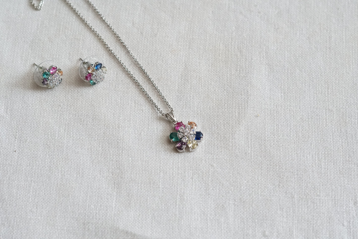 Multi Stone Ad Pendant Set (4-9349)(P)
