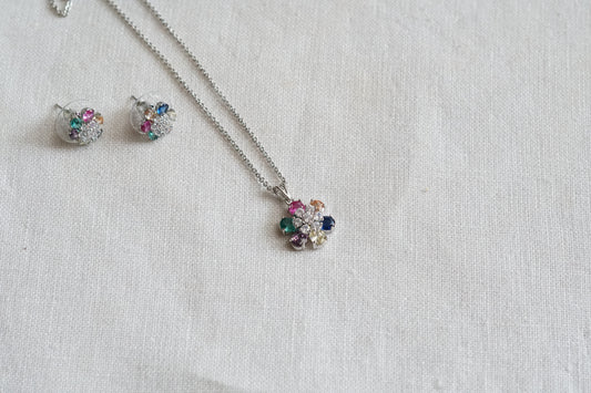 Multi Stone Ad Pendant Set (4-9349)(P)