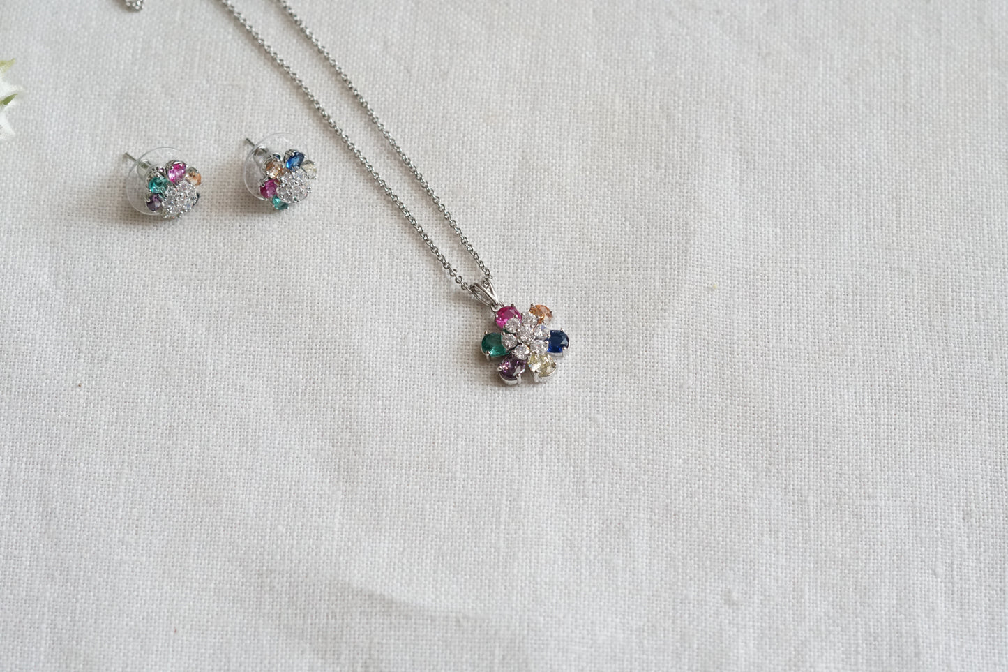 Multi Stone Ad Pendant Set (4-9349)(P)