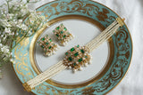 Green Stone Polki Necklace Set (4-8300)(B)