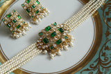Green Stone Polki Necklace Set (4-8300)(B)