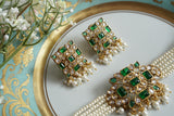 Green Stone Polki Necklace Set (4-8300)(B)