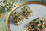 Green Stone Polki Necklace Set (4-8300)(B)