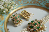 Green Stone Polki Necklace Set (4-8300)(B)