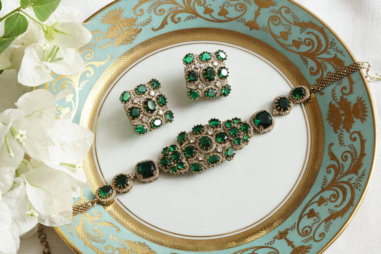 Polki Necklace Set (4-9376)(B)