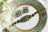 Green stone ad Necklace Set (4-9376)(B) - JEWELSTYLE