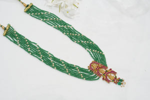 Green beads pendant necklace(4-7610)(K)