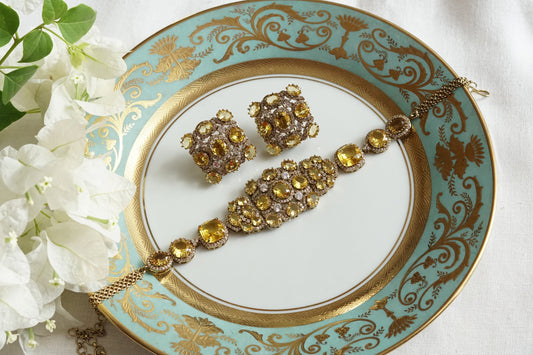 Yellow Stone ad Necklace Set (4-9377)(B)