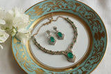 Green Stone Ad Necklace Set (4-9378)(B)