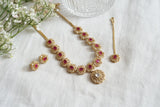 Polki Necklace Set With Maangtikka (4-8296)(B)