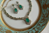 Green Stone Ad Necklace Set (4-9378)(B)