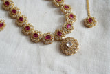 Polki Necklace Set With Maangtikka (4-8296)(B)
