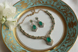 Green Stone Ad Necklace Set (4-9378)(B)