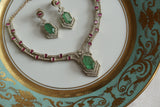 Light Green Stone Ad Necklace Set (4-9380)(B)