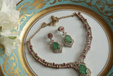 Light Green Stone Ad Necklace Set (4-9380)(B)