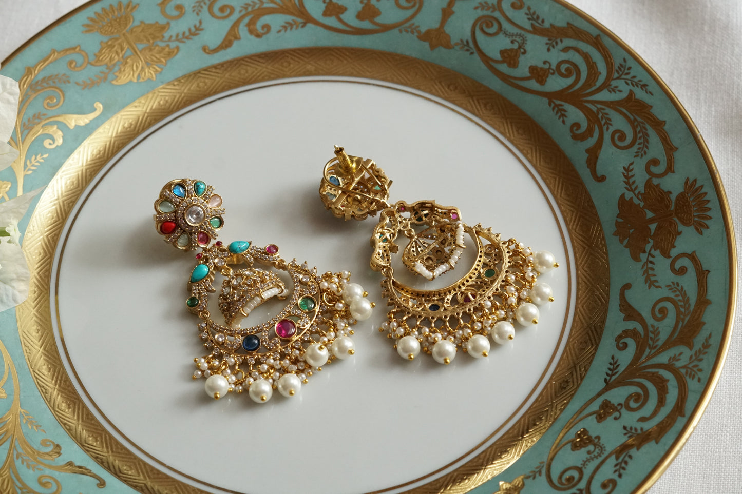 Multi Stone Polki Earrings (1-5353)(B)