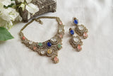 Multi Stone Ad Necklace Set (4-9379)(B)