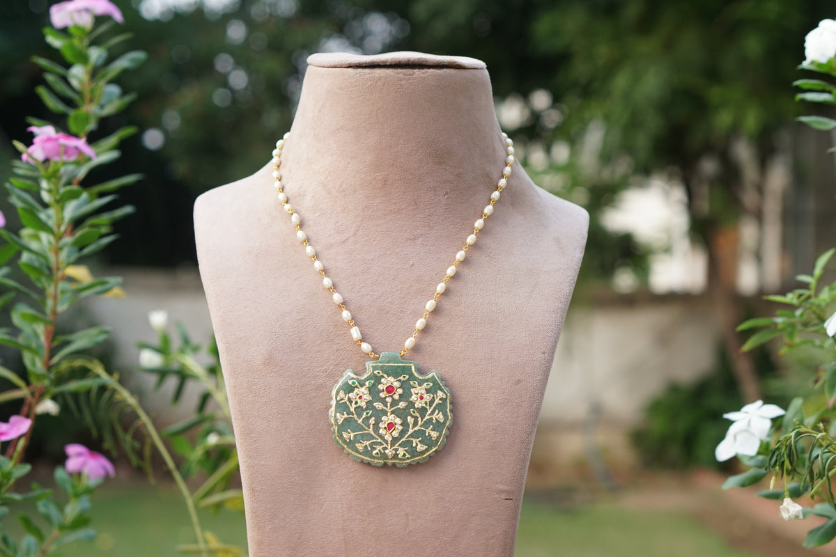 Kundan pendant chain(4-9638)(R)