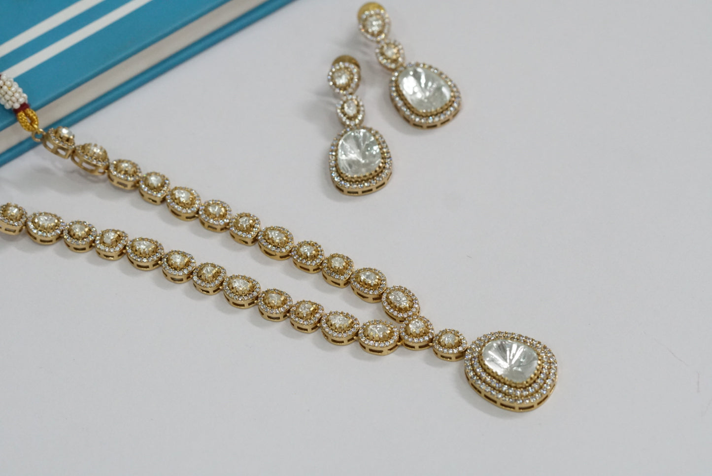 Kundan polki necklace set (4-6597)(B) - JEWELSTYLE