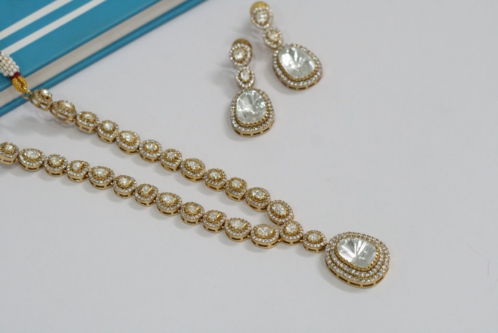 Kundan polki necklace set (4-6597)(B) - JEWELSTYLE