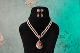 Pink Stone Polki Pendant Set(4-9358)(B)