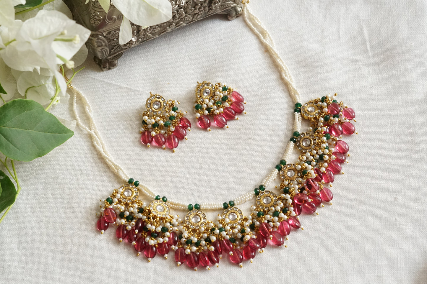 Kundan Necklace Set (4-9386)(A)