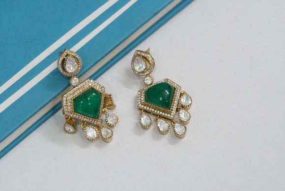 Green Kundan Earrings (1-3493)(B)
