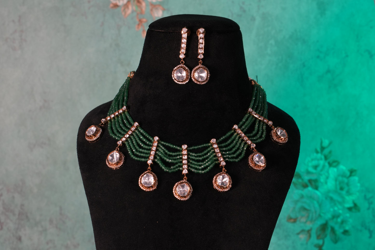 Polki Necklace Set(4-9363)(B)