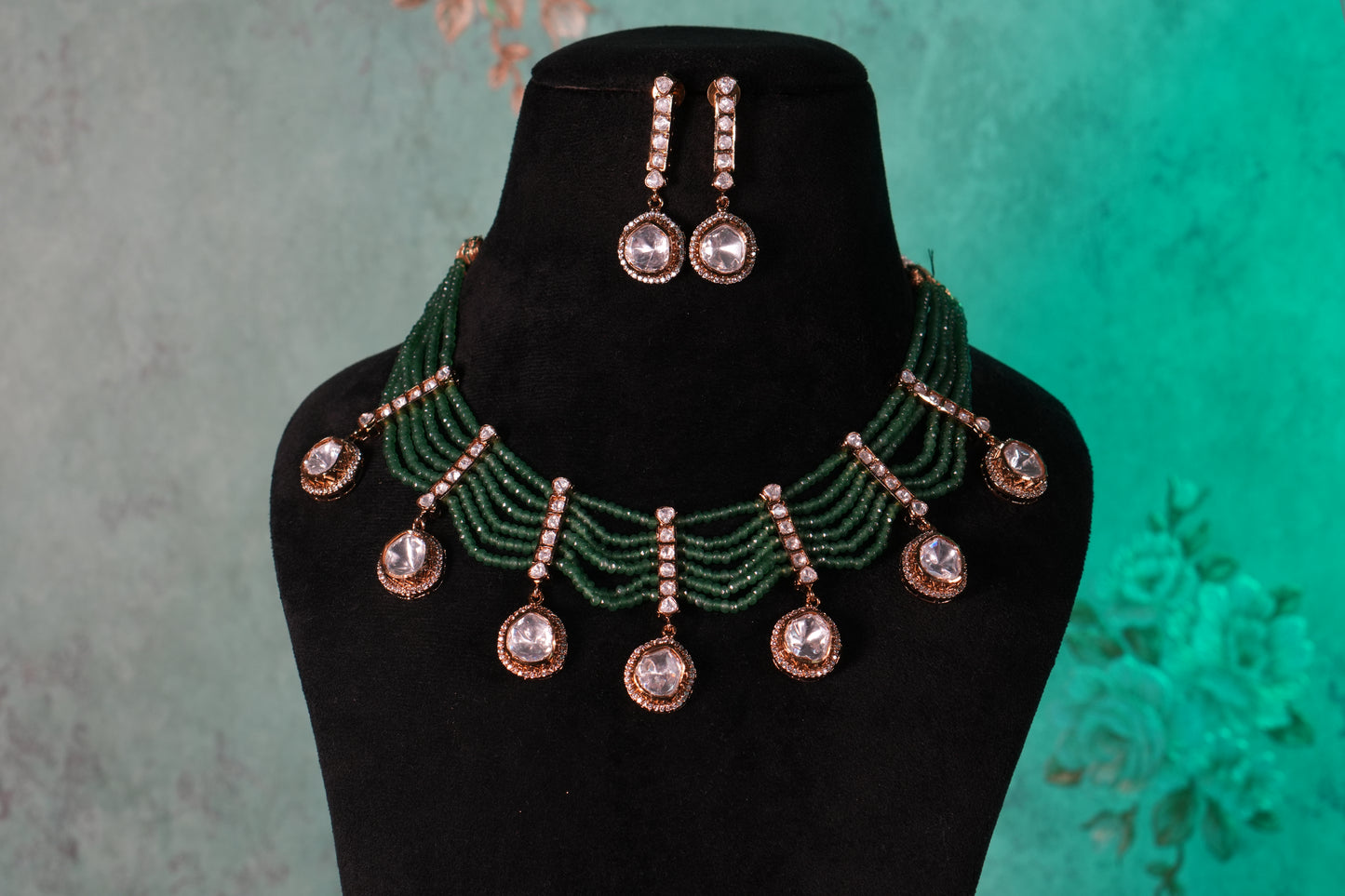 Polki Necklace Set(4-9363)(B)