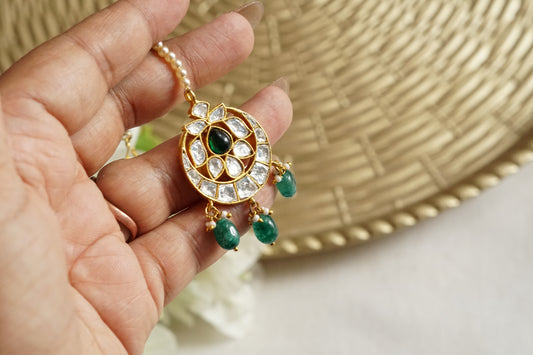 Mossainite  Polki Maangtikka (5-1740)(K) - JEWELSTYLE