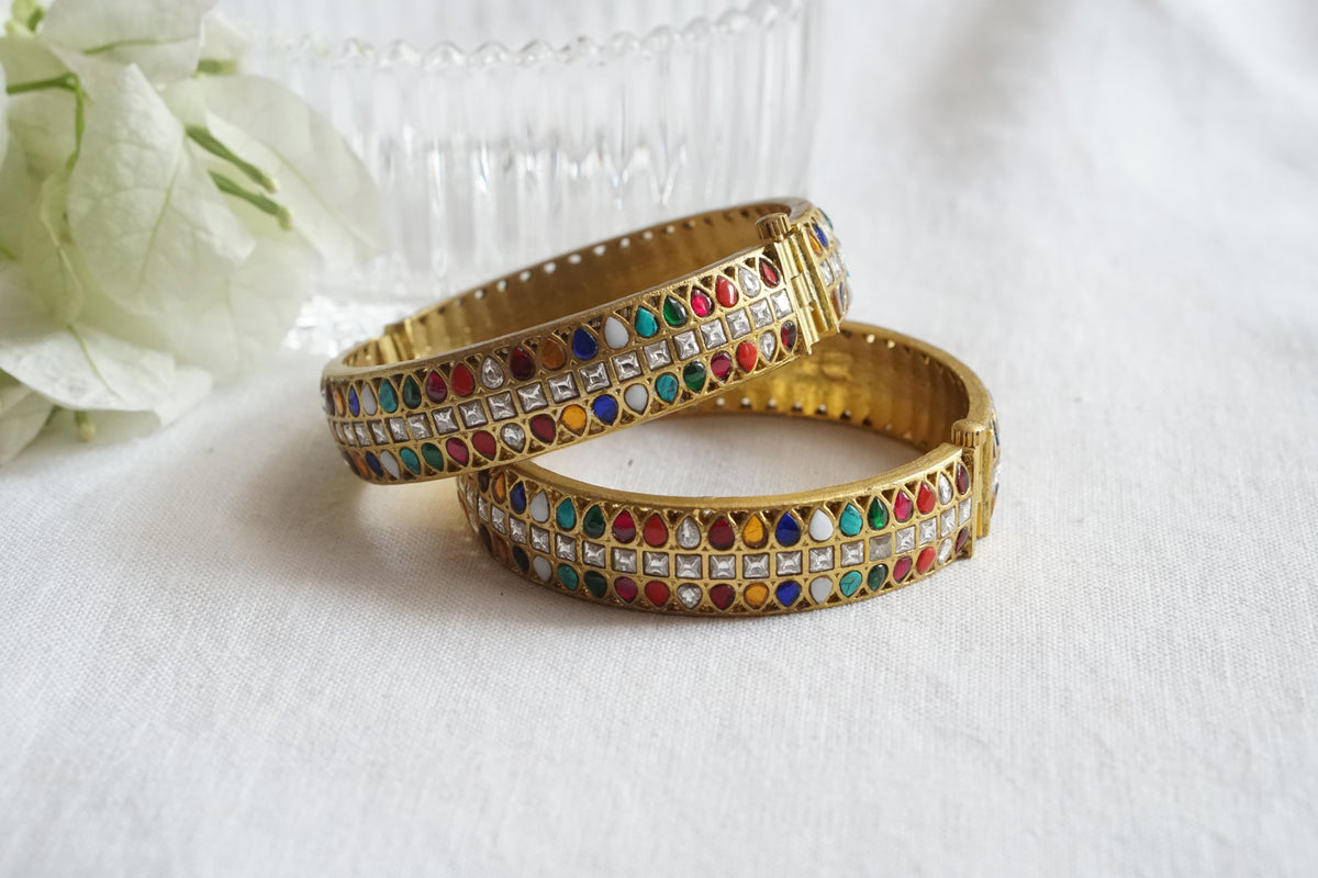 Kundan Bangles (3-509)(A) Openable
