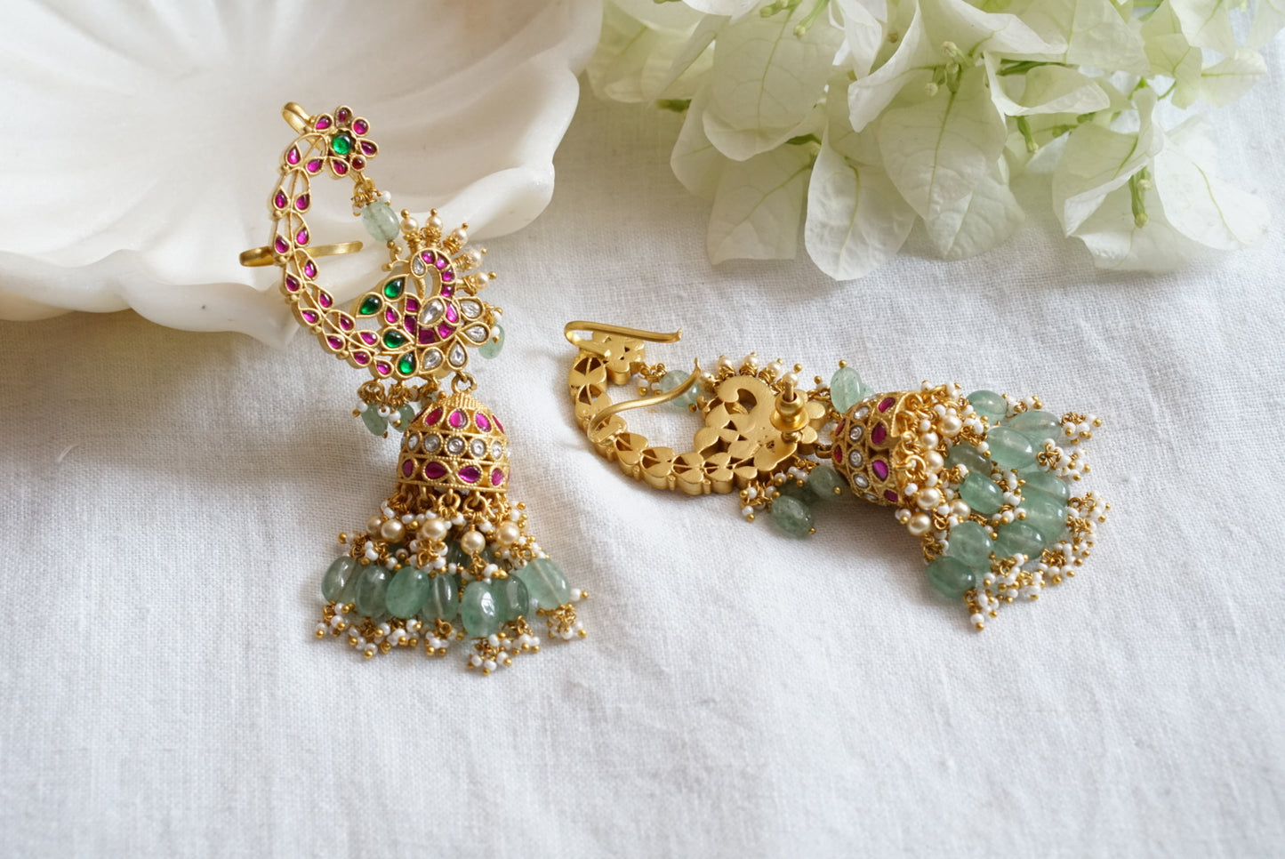Kundan earcuff Jhumki (1-3962)(K)(PREORDER)